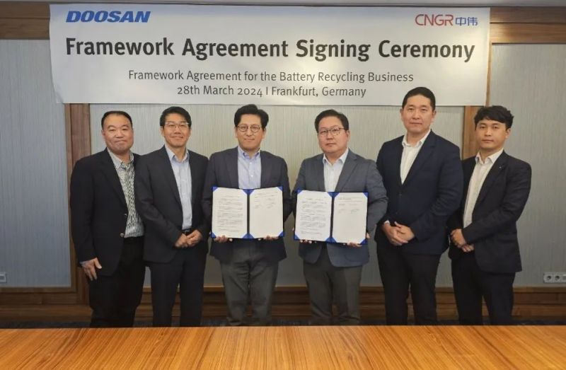 中偉股份與Doosan Recycling Solution簽訂框架協(xié)議，聯(lián)手探索電池回收領(lǐng)域